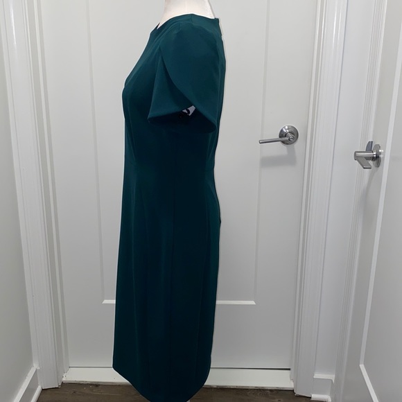 NWT! Green Puff-Sleeve Calvin Klein Sheath Dress - Picture 4 of 8